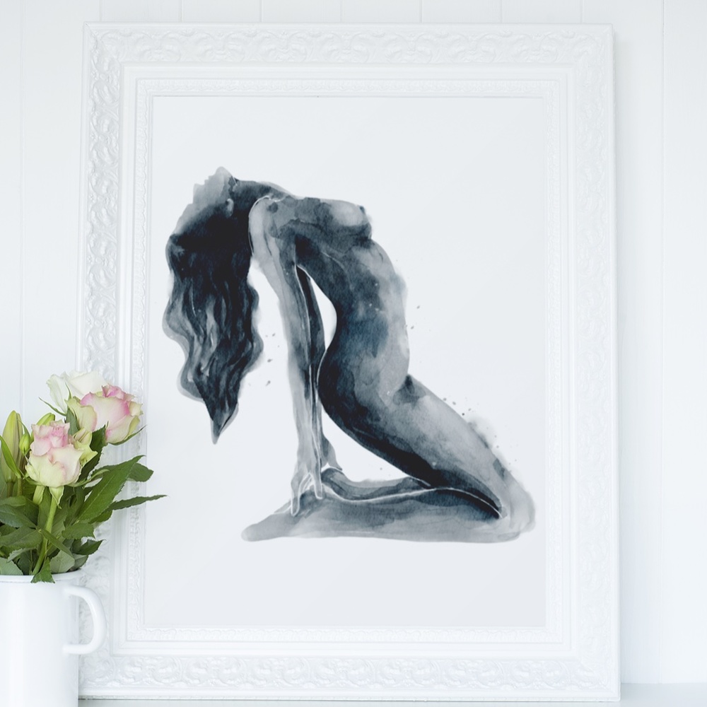 Watercolor Abstract Nude Woman Portrait Print Poster Unframed - Picture 9 of 9